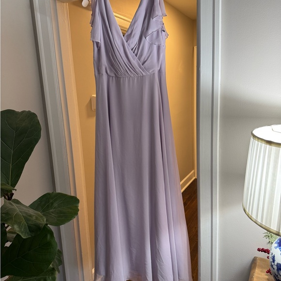 David’s Bridal Dress with Flutter Sleeve Full Skirt, Color Iris - Picture 3 of 4